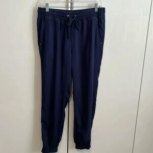 IVANKA TRUMP Navy Blue Lounge Pant Slip On Pockets Tie Waist, Size M